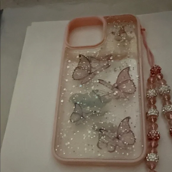 Butterfly iPhone Case with Beaded Strap - Picture 3 of 5
